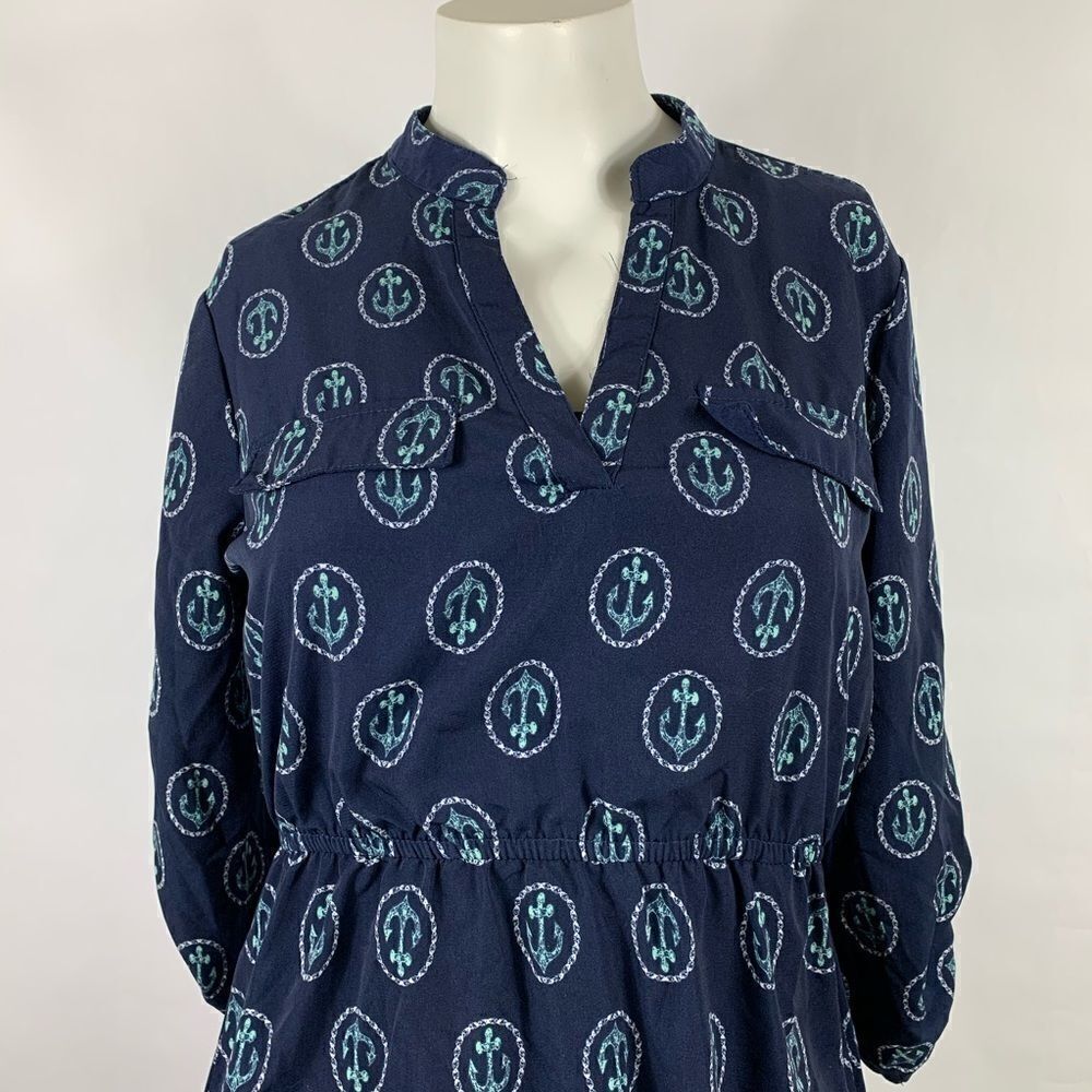 Justify Blue Purple Anchors Print Dress Size:Small